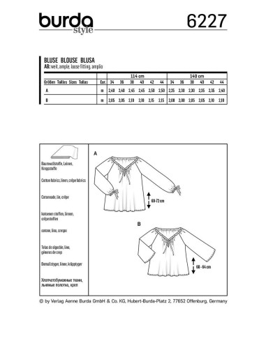 Blouse pattern - Burda 6227