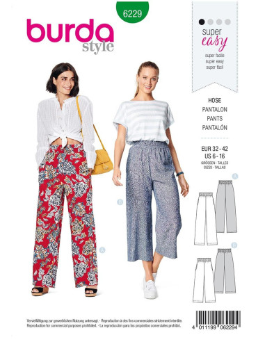 Pants pattern - Burda 6229
