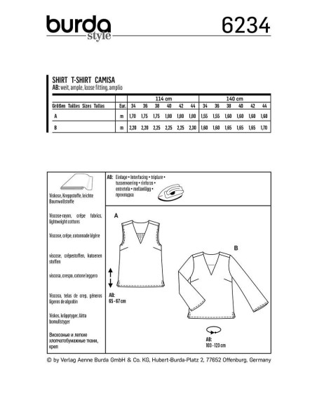 Blouse Pattern - Burda 6234