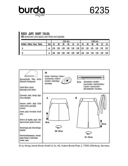 Skirt pattern - Burda 6235