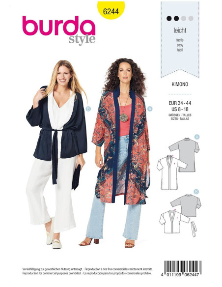 Kimono pattern - Burda 6244