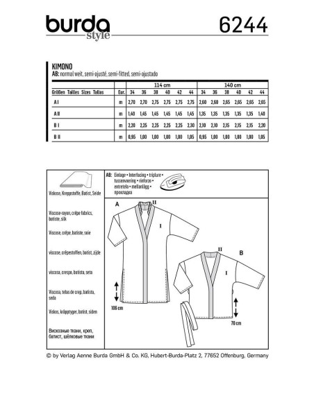 Kimono pattern - Burda 6244