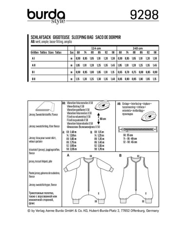 Sleeping bag pattern - Burda 9298
