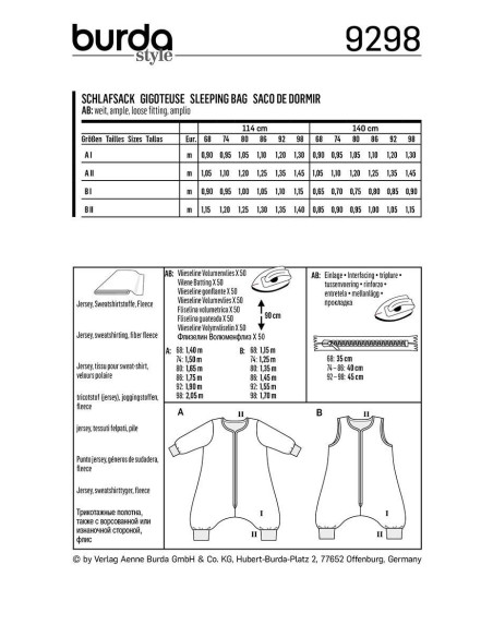 Sleeping bag pattern - Burda 9298
