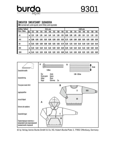 Sweatshirt pattern - Burda 9301