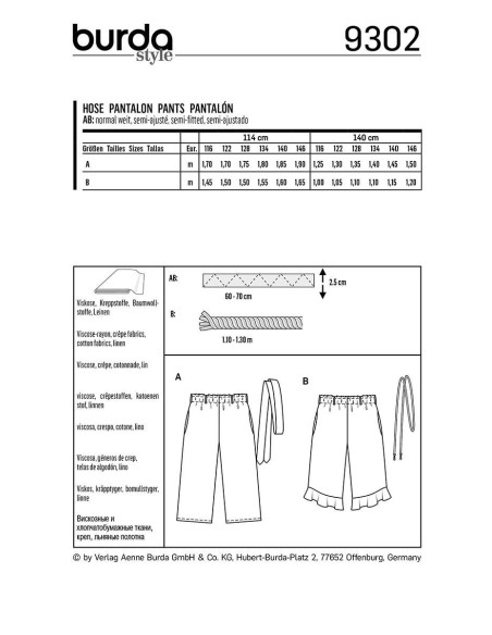 Pants pattern - Burda 9302