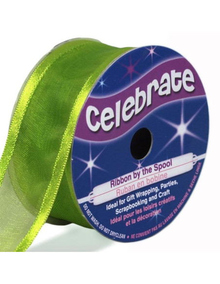Apple green Celebrate organza ribbon - 25 mm x 4 m