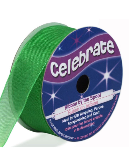 Celebrate dark green organza ribbon - 20 mm x 5 m