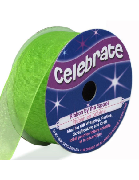 Celebrate lime green organza ribbon - 20 mm x 5 m