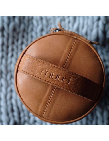 Muud Saturn XL Leather Storage Bag for Knitting - Whisky