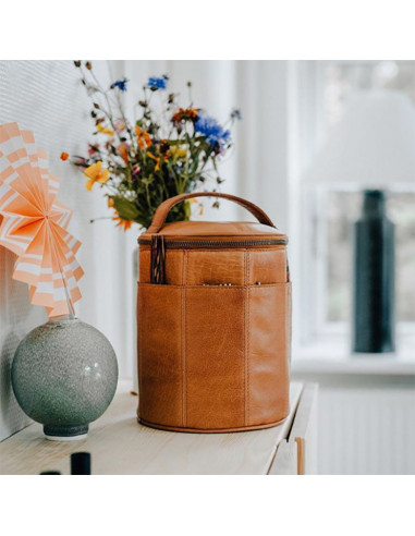 Muud Saturn XL Leather Storage Bag for Knitting - Whisky