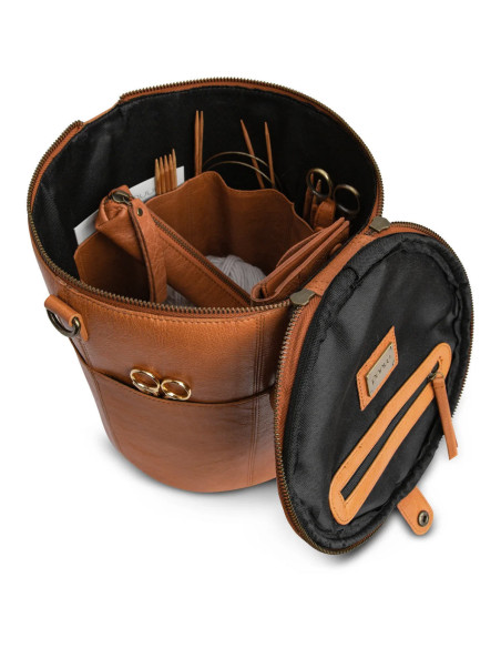 Muud Saturn XL Leather Storage Bag for Knitting - Whisky
