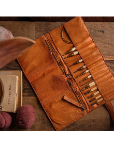 Muud Stockholm leather storage case for circular needles - Whisky