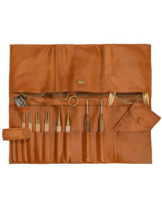 Muud Stockholm leather storage case for circular needles - Whisky 2
