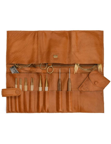 Muud Stockholm leather storage case for circular needles - Whisky