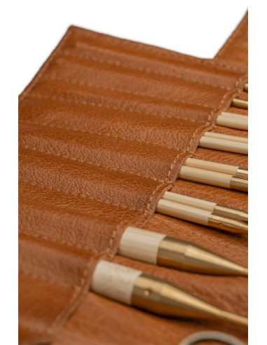 Muud Stockholm leather storage case for circular needles - Whisky