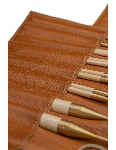 Muud Stockholm leather storage case for circular needles - Whisky