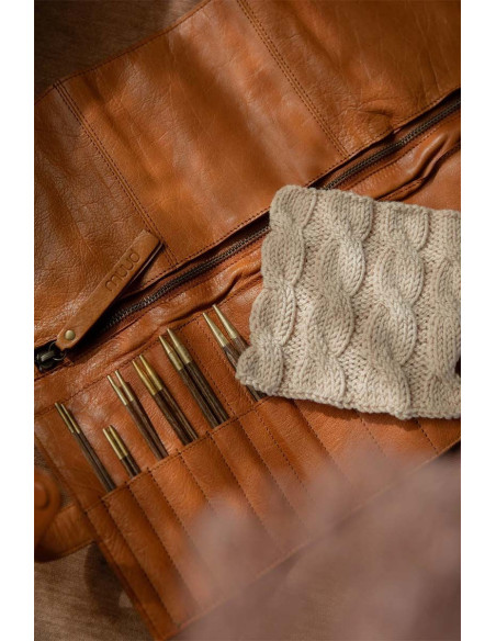 Muud Stockholm leather storage case for circular needles - Whisky