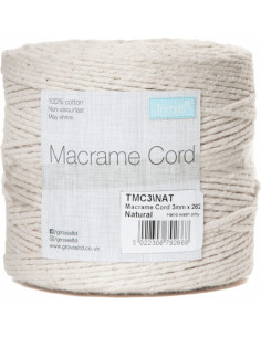 Natural 3 mm cotton macramé cord
