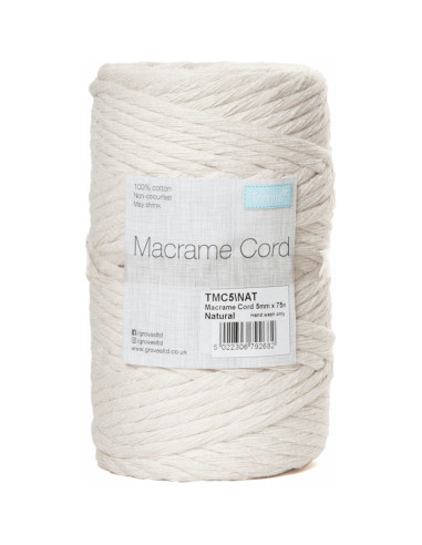 Natural 5 mm cotton macramé cord