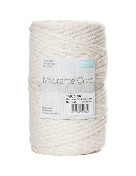 Natural 5 mm cotton macramé cord