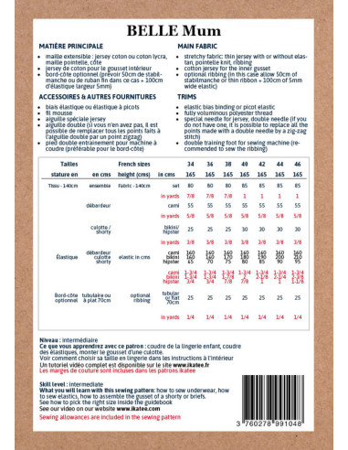 Women's Lingerie Pattern Belle - Ikatee
