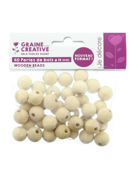 Natural wood beads for macramé 15 mm