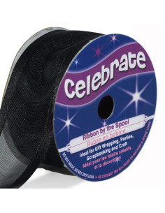 Celebrate black organza ribbon - 25 mm x 4 m
