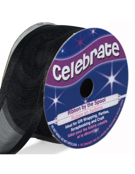 Celebrate black organza ribbon - 25 mm x 4 m