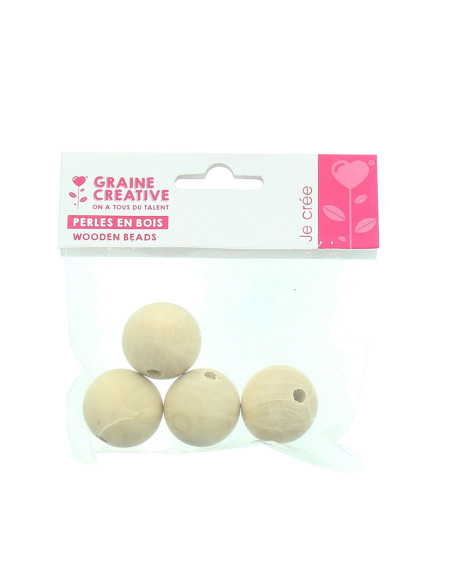 Natural wood beads for macramé 30 mm