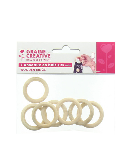 Natural wood rings for macramé 35 mm