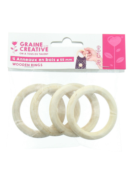 Natural wood rings for macramé 55 mm