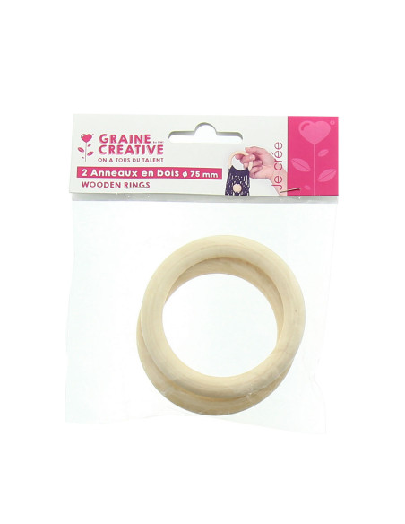 Natural wood rings for macramé 75 mm