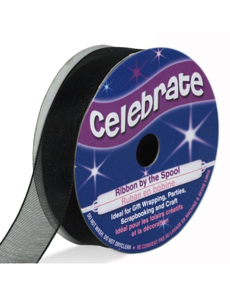 Celebrate black organza ribbon - 12 mm x 6 m