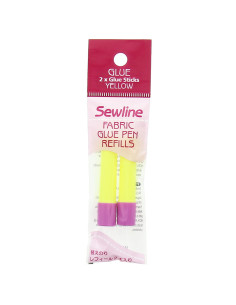 2 refills of temporary glue pen in fluorescent yellow, specially designed for fabric