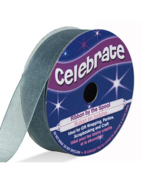 Celebrate gray organza ribbon - 12 mm x 6 m