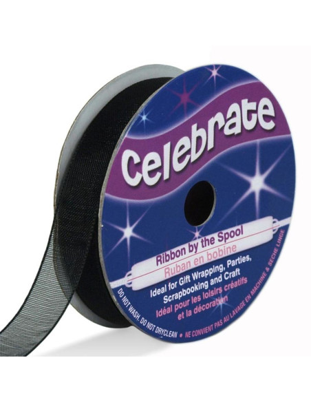 Celebrate black organza ribbon - 9 mm x 8 m
