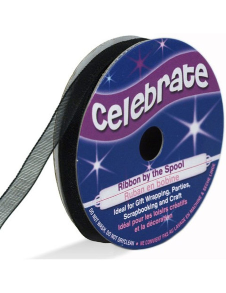 Celebrate black organza ribbon - 6 mm x 8 m