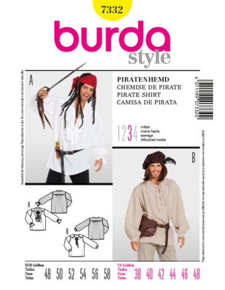 Pirate Shirt Pattern - Burda 7332