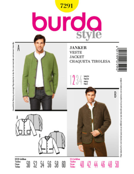 Buttoned Jacket Pattern - Burda 7291