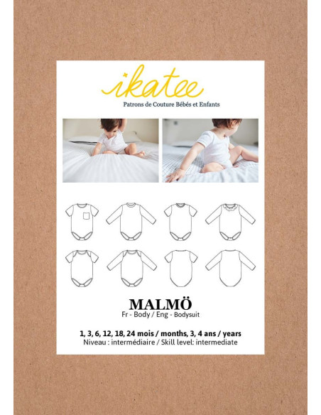 Malmö Baby Bodysuit Pattern - Ikatee