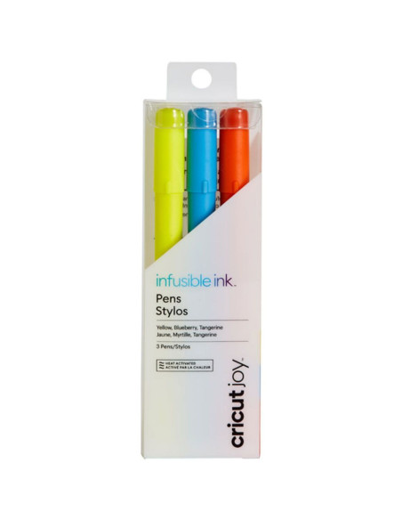 Yellow, blue, and orange Infusible Ink Cricut Joy pens