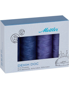 Set of 4 Mettler Denim sewing threads
