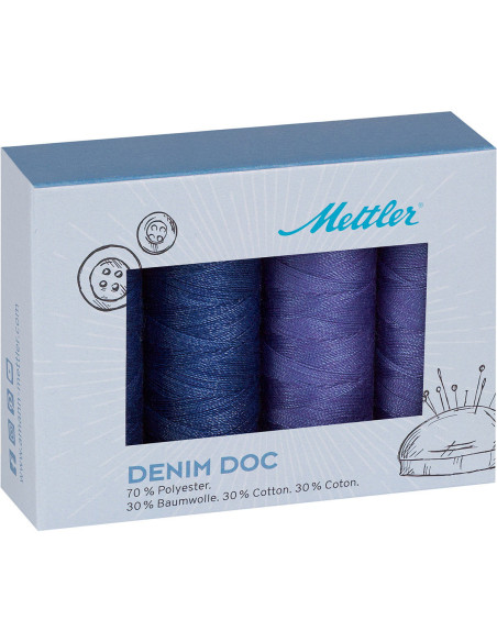 Set of 4 Mettler Denim sewing threads