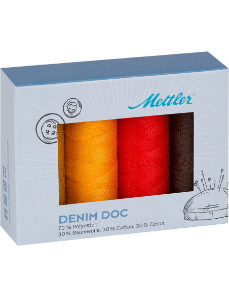 Box of 4 Denim Terra Mettler sewing threads