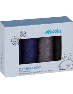 Set of 4 dark denim sewing threads Mettler