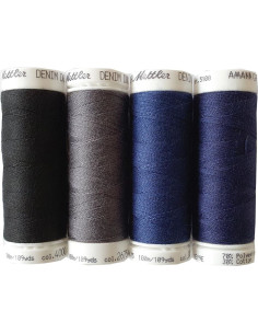 Set of 4 dark denim sewing threads Mettler 2