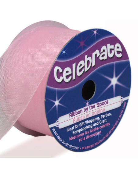 Celebrate rose organza ribbon - 32 mm x 5 m
