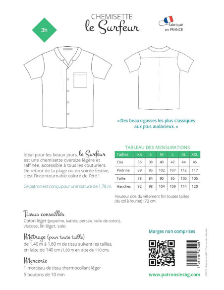 Men's Short-Sleeve Shirt Pattern The Surfer - Les BG
