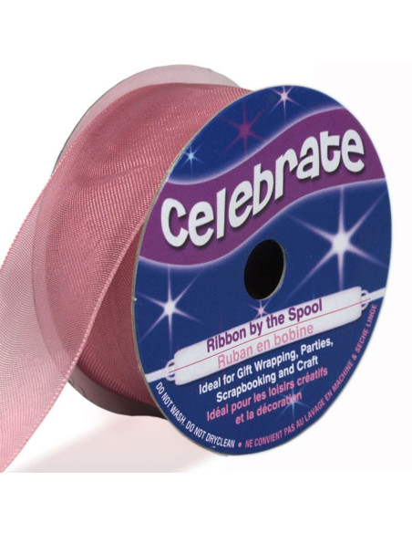 Celebrate old rose organza ribbon - 25 mm x 5 m